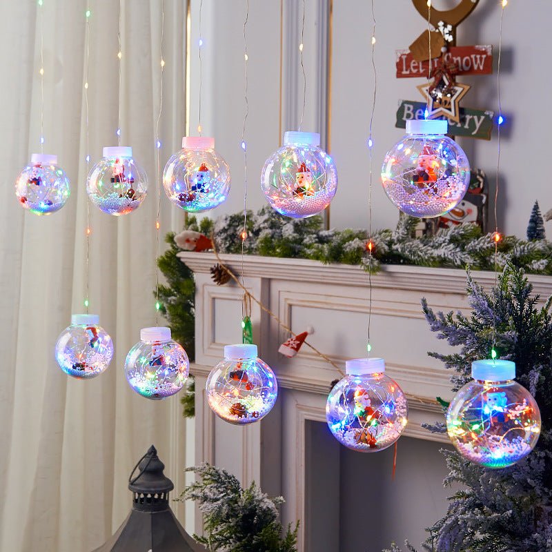 10 Pcs LED Christmas Curtain String Lights, Fairy Snowman Window Decoration