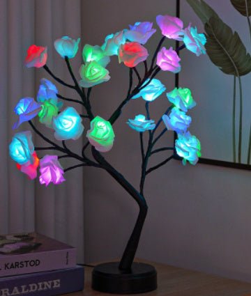 LED Rose Tree Table Lamp, USB-Powered Fairy Light for Home & Wedding Decor
