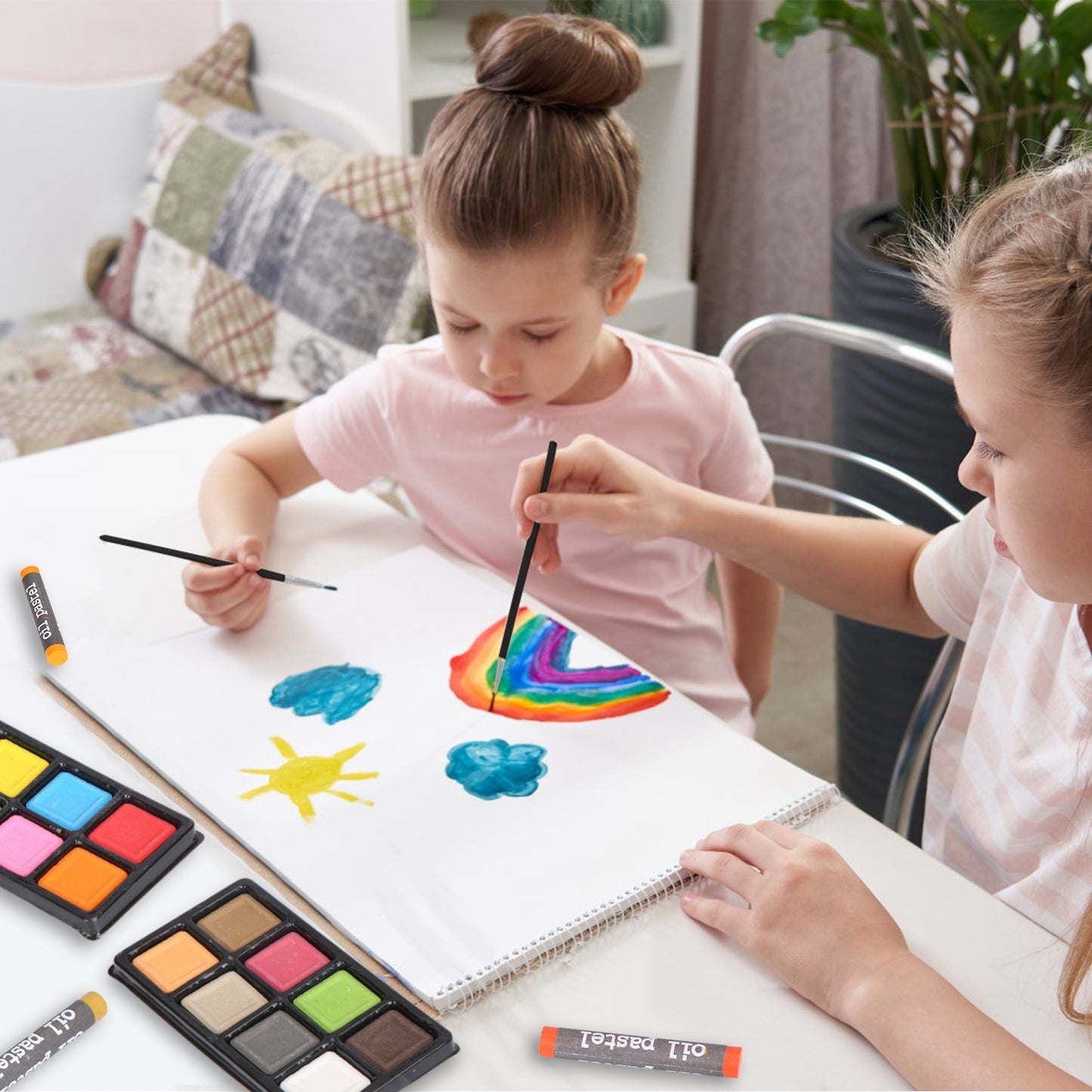 140Pcs Professional Art Kit – Colored Pencils, Oil Pastels, Crayons, Watercolor Cakes & Brushes in Wooden Box