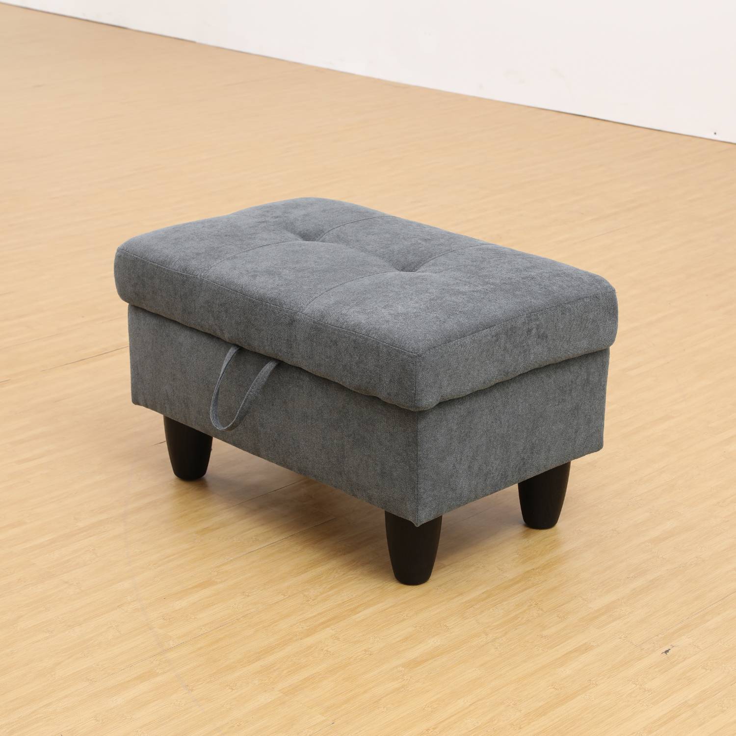 Modern Dark Grey Flannel Ottoman with Storage and Comfortable Seat - DonoHome