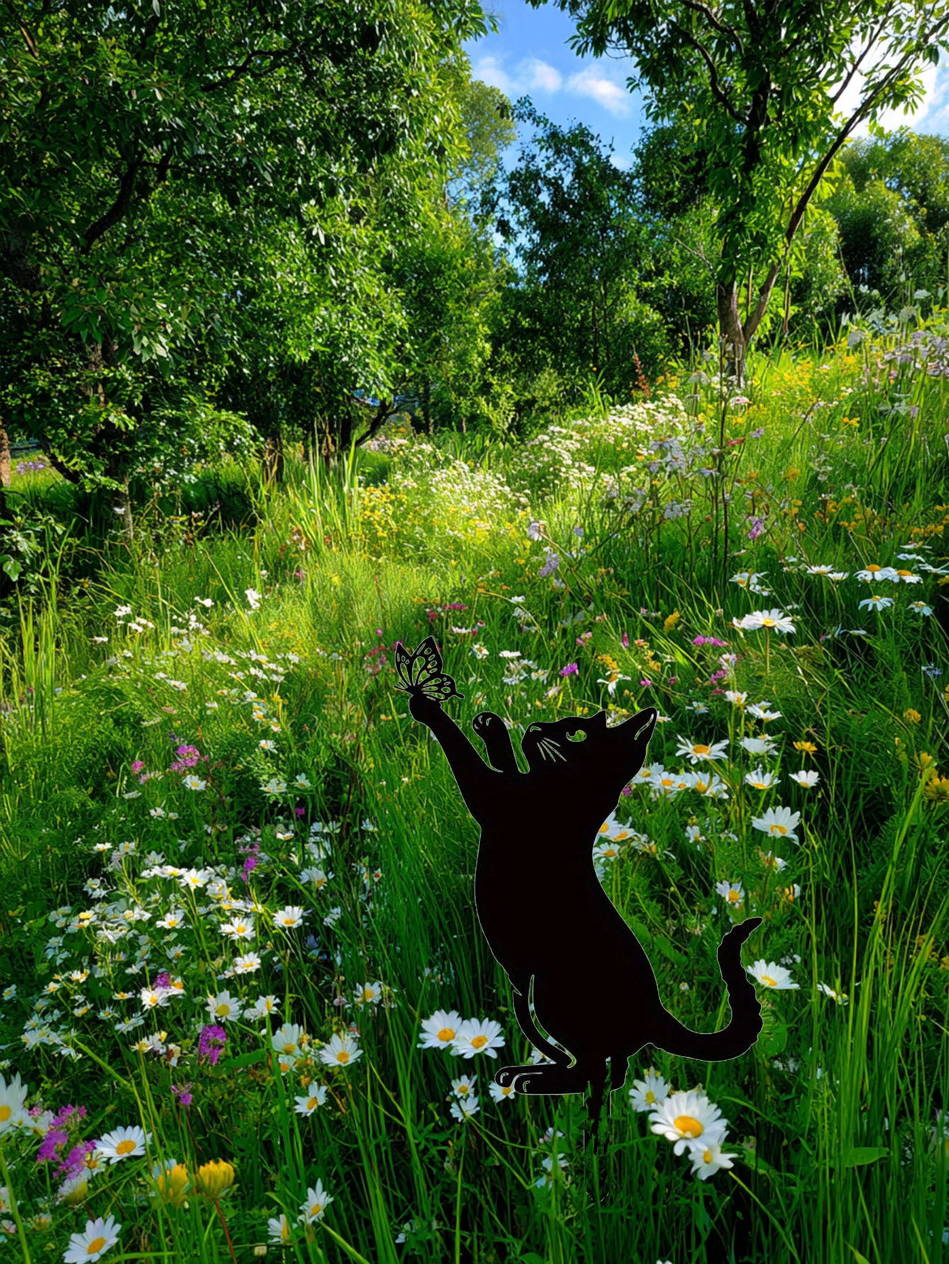Cat Garden Stake – Elegant Silhouette Yard Statue for Lawn & Outdoor Decor