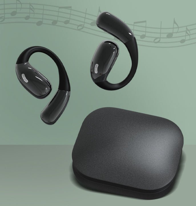 Hanging Bluetooth Earphones, Comfortable Over-Ear Wireless Headphones with Mic