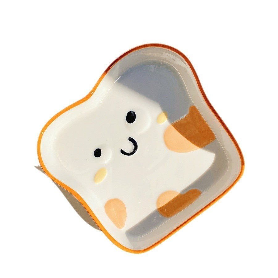 Cute Bread Ceramic Tableware Dish – Individual Bowl or Plate for Snacks & Desserts