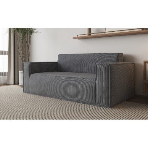 Sofa-in-a-Box 3-Seater Memory Foam Couch, Easy Transport Deep Seat Modern Sofa With Gray Corduroy Fabric For Living Room, Bedroom, Apartment Or Home Office