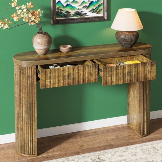 Rustic Wooden Console Table - Space-Saving Accent Furniture for Living Room Entryway - DonoHome