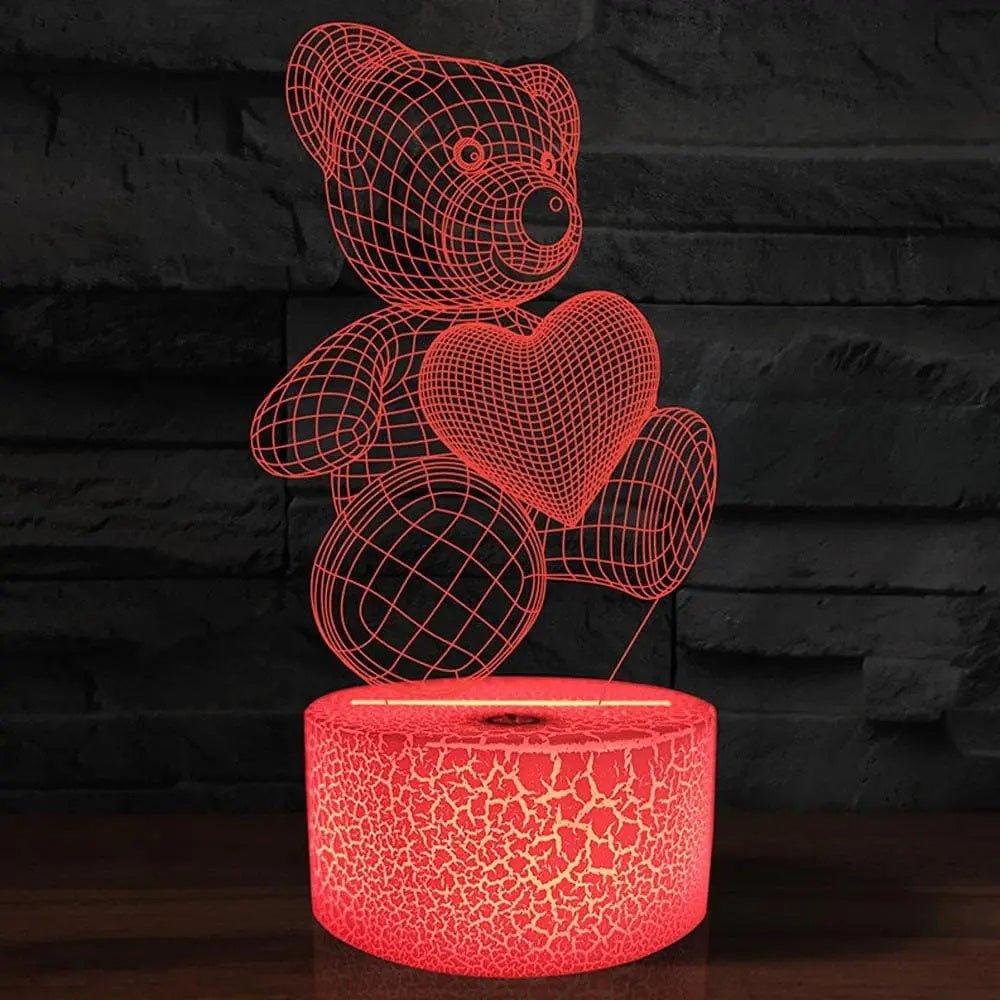 3D Teddy Bear LED Lamp, 16 Color Touch & Remote Control USB Night Light