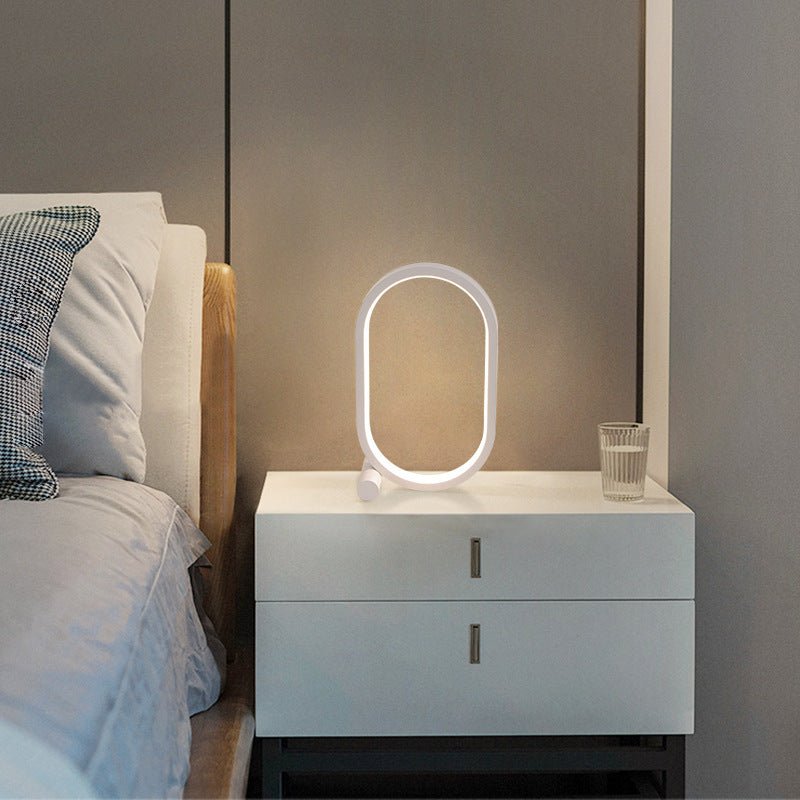 Modern Oval LED Desk Lamp, USB-Powered with Touch Control and Dimmable Light