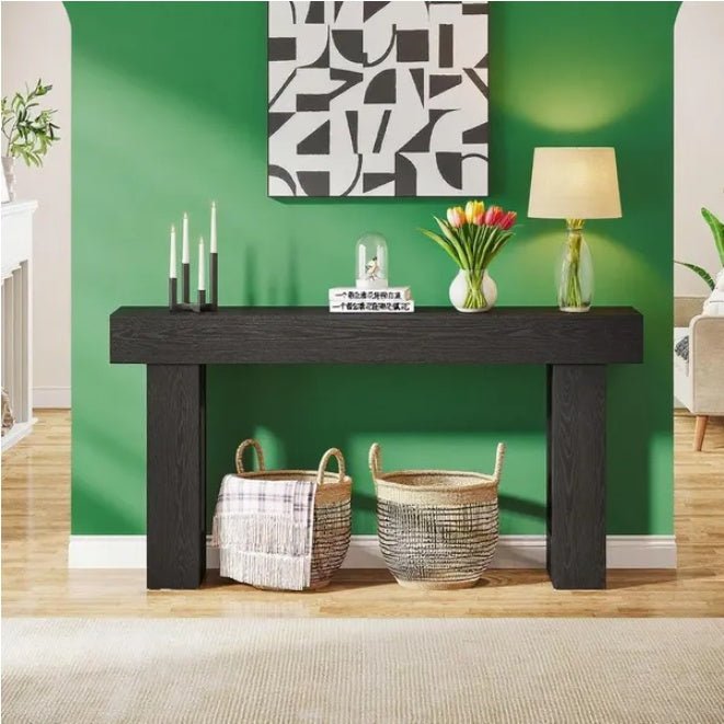Contemporary 63" Wooden Sofa Table - Modern Long Console for Living Room & Entryway - DonoHome