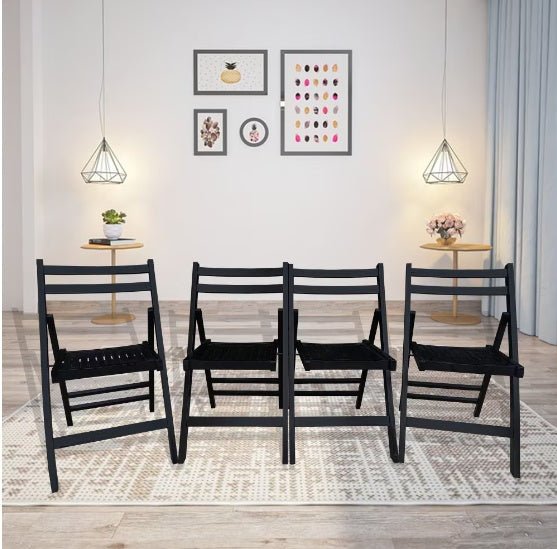Set of 4 Foldable Slatted Wood Chairs - DonoHome