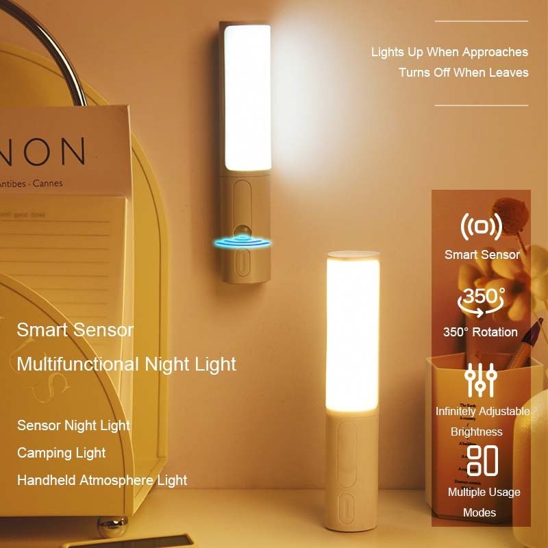 Motion Sensor LED Night Light, Dimmable & Rechargeable Wall Lamp
