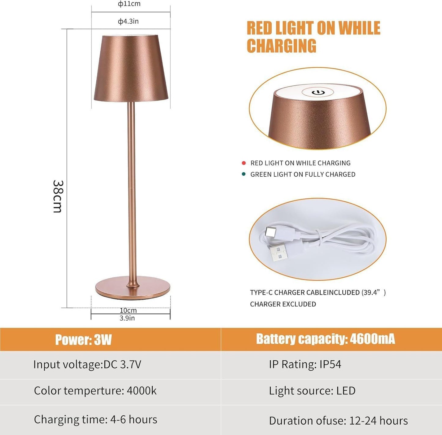 Waterproof Rechargeable Table Lamp – Creative LED Bedside & Desk Light for Home & Outdoor Use