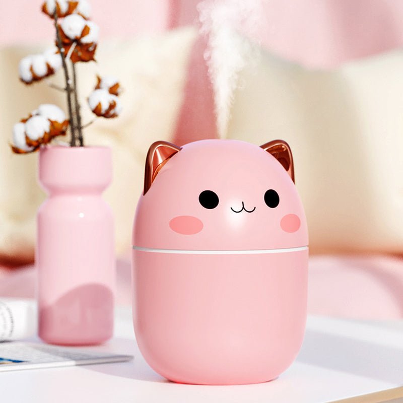 Cute Cat USB Air Humidifier & Aroma Diffuser with LED Light for Home & Car