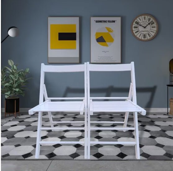 Set of 4 Foldable Slatted Wood Chairs - DonoHome