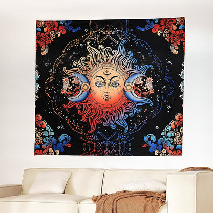 Sun and Moon Tapestry – Psychedelic Mystic Floral Vintage Wall Hanging Decor