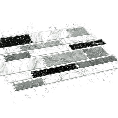 Irregular Black White Gray Marble Peel & Stick Wallpaper – Waterproof Oil-Proof PVC Imitation Tiles for Kitchen & Bathroom