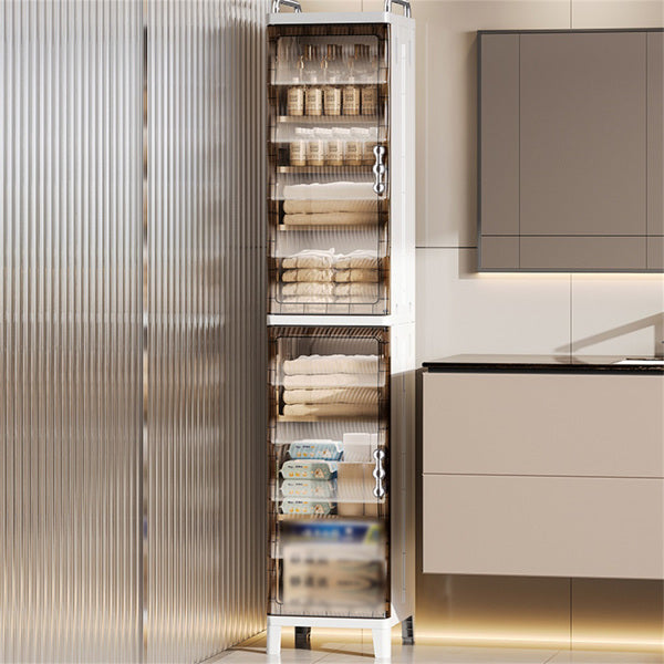 Narrow Slim Folding Storage Cabinet, Magnetic Door (Plastic, Tall)