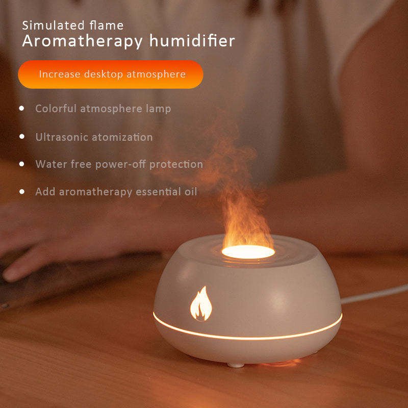 Volcano Flame Humidifier & Diffuser, 7-Color LED Light with USB Power