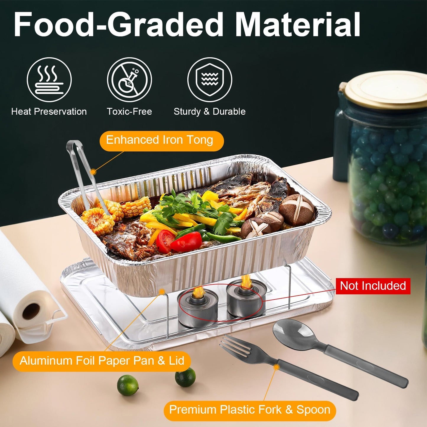 36Pcs Disposable Chafing Dish Buffet Set - Keep Food Warm & Stylish for Catered Events, BBQs - DonoHome