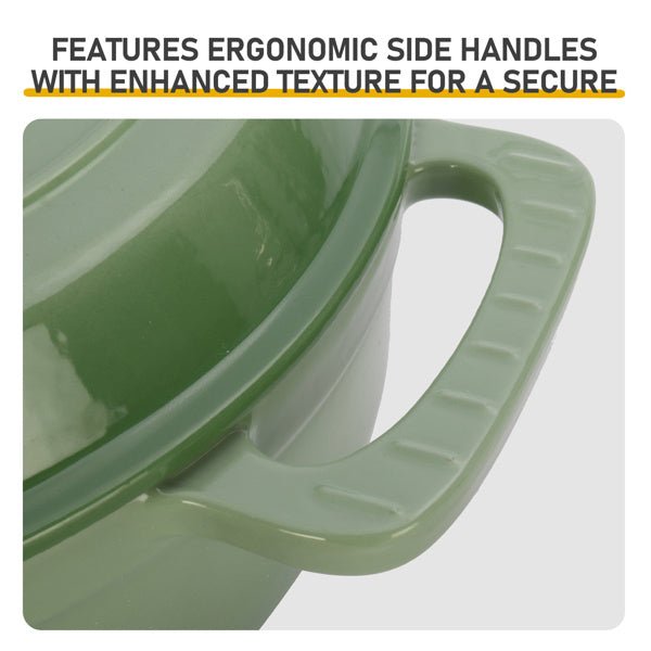 6QT Enamel Cast Iron Dutch Oven, Gradient Green, with Silicone Handles