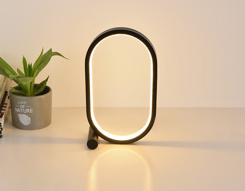 Modern Oval LED Desk Lamp, USB-Powered with Touch Control and Dimmable Light