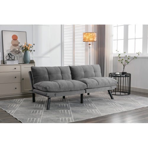 Light Grey Convertible Folding Modern Sofa Bed – Stylish Futon Sleeper Couch With Adjustable Backrest For Living Room Or Guest Space