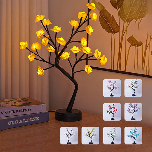 LED Rose Tree Table Lamp, USB-Powered Fairy Light for Home & Wedding Decor