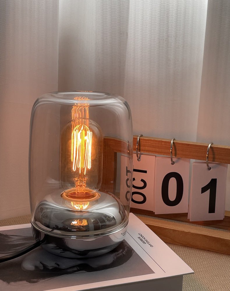 Edison Bulb Style Ambient Night Light, Glass Dome Bedside Lamp for Bedroom & Living Room Decoration