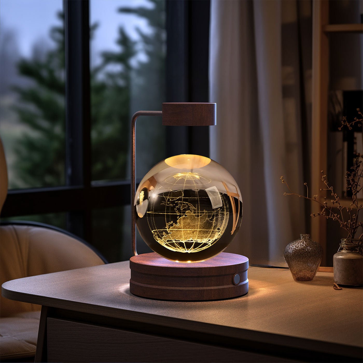 3D Crystal Ball Night Light, Magnetic Floating LED Lamp with Touch Switch