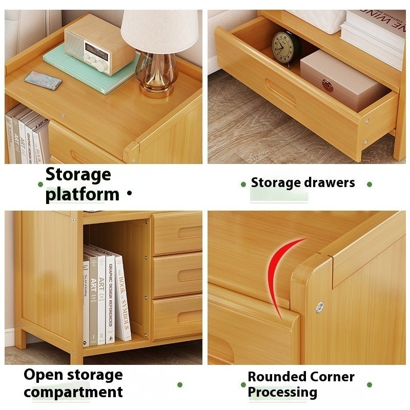 Solid Wood Bedroom Bedside Cabinet with Simple Drawer Design