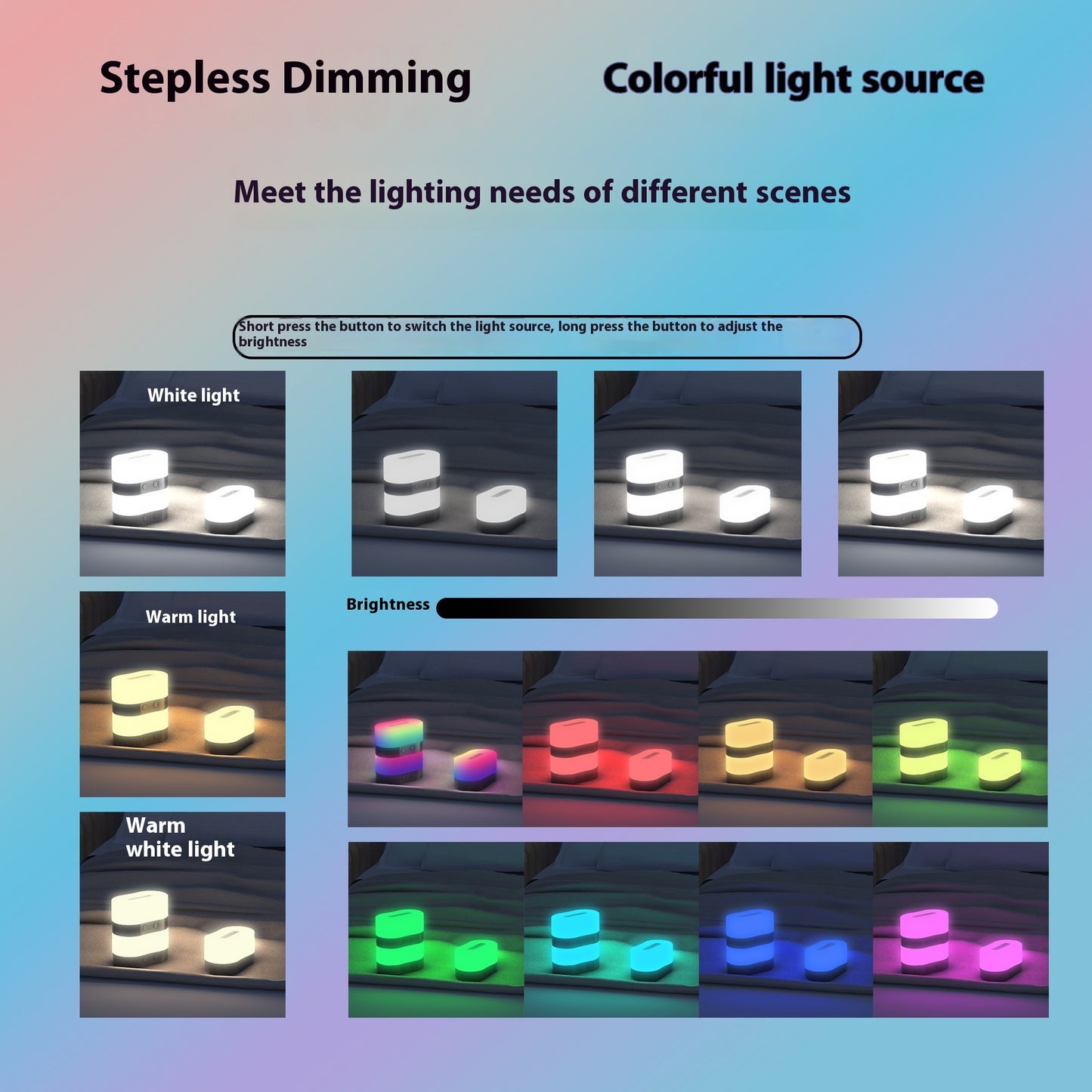 Creative Magnetic Ambient Night Light, Rechargeable Portable Lamp for Bedroom, Outdoor & Couple Decoration