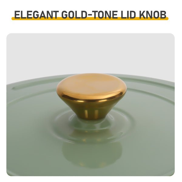 6QT Enamel Cast Iron Dutch Oven, Gradient Green, with Silicone Handles