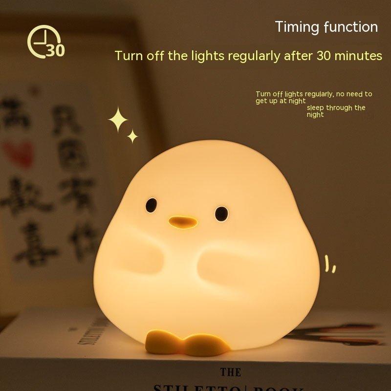 Cute Duck Silicone LED Night Light, USB Rechargeable with Touch Sensor & Timer