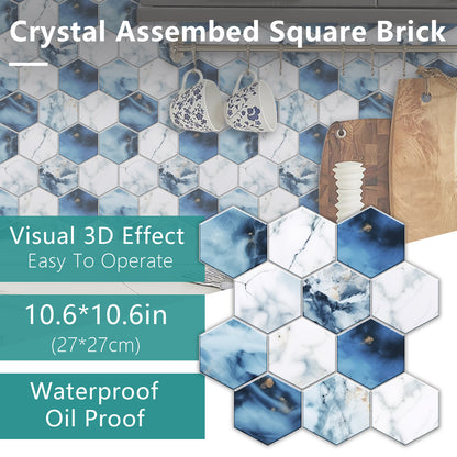 Blue & White Marble Peel & Stick Wall Tile – Waterproof Self-Adhesive PVC Sticker for Kitchen & Bathroom
