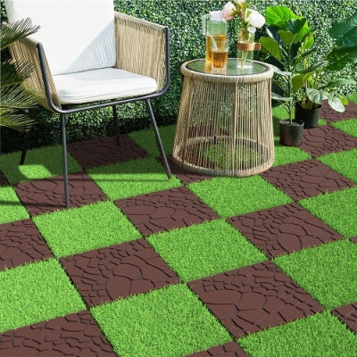 44 Pack Plastic Interlocking Deck Tiles – 12"x12" Waterproof Outdoor Patio Flooring for Balcony, Poolside & Backyard (Red Brown)