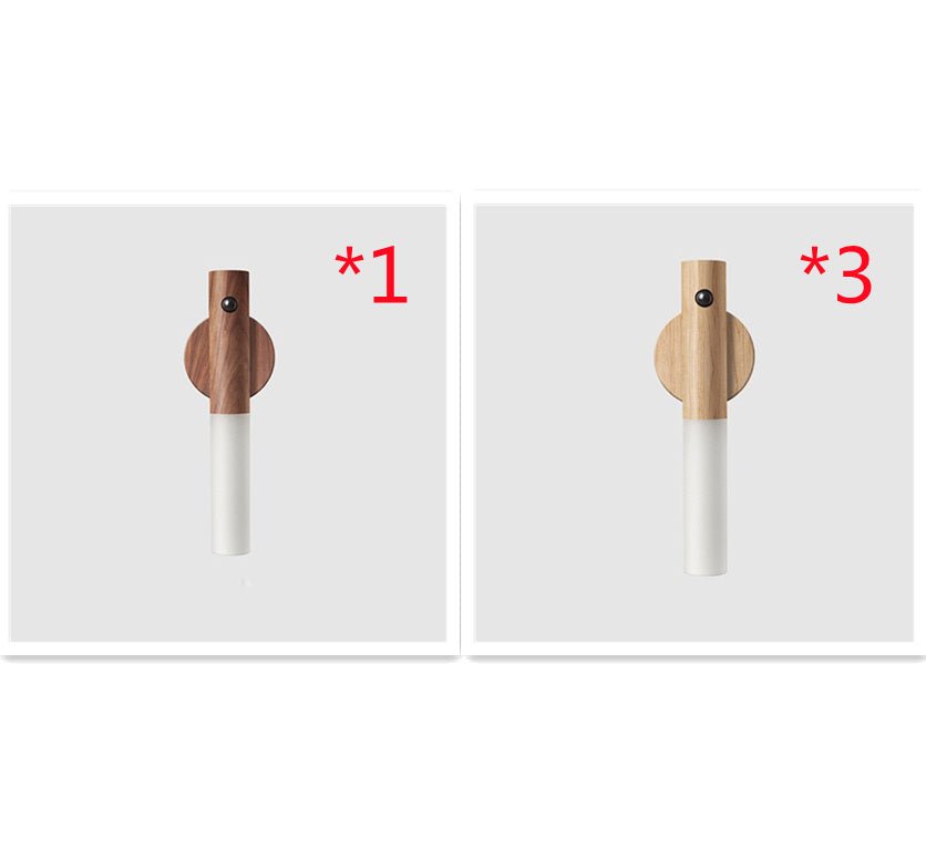 Magnetic Wood LED Night Light with PIR Motion Sensor, USB Charging