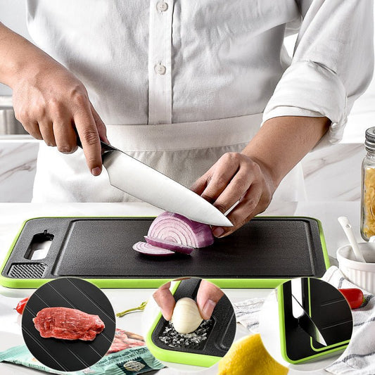 Double-Sided Cutting Board with Defrost Function & Knife Sharpener