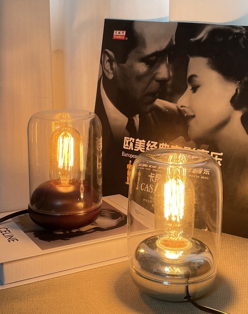 Edison Bulb Style Ambient Night Light, Glass Dome Bedside Lamp for Bedroom & Living Room Decoration