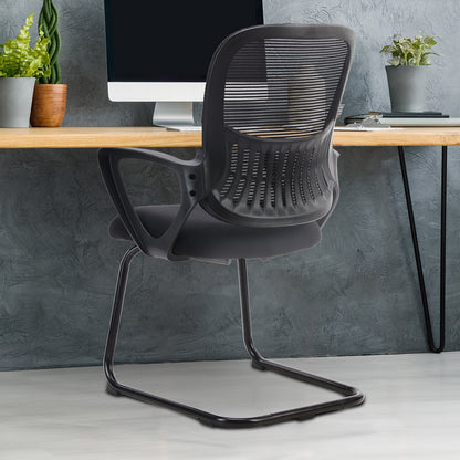 Office Guest Chair, Mesh Back Sled-Base with Arms (No Wheels, 275 lb)