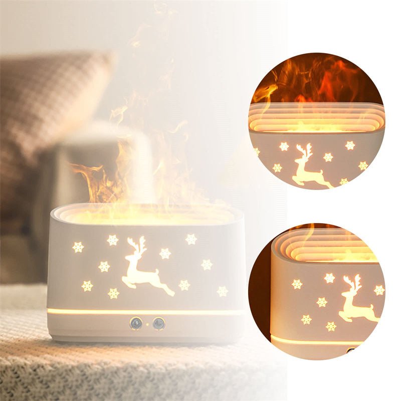 Christmas Flame Humidifier, Mute Essential Oil Diffuser with Elk Pattern