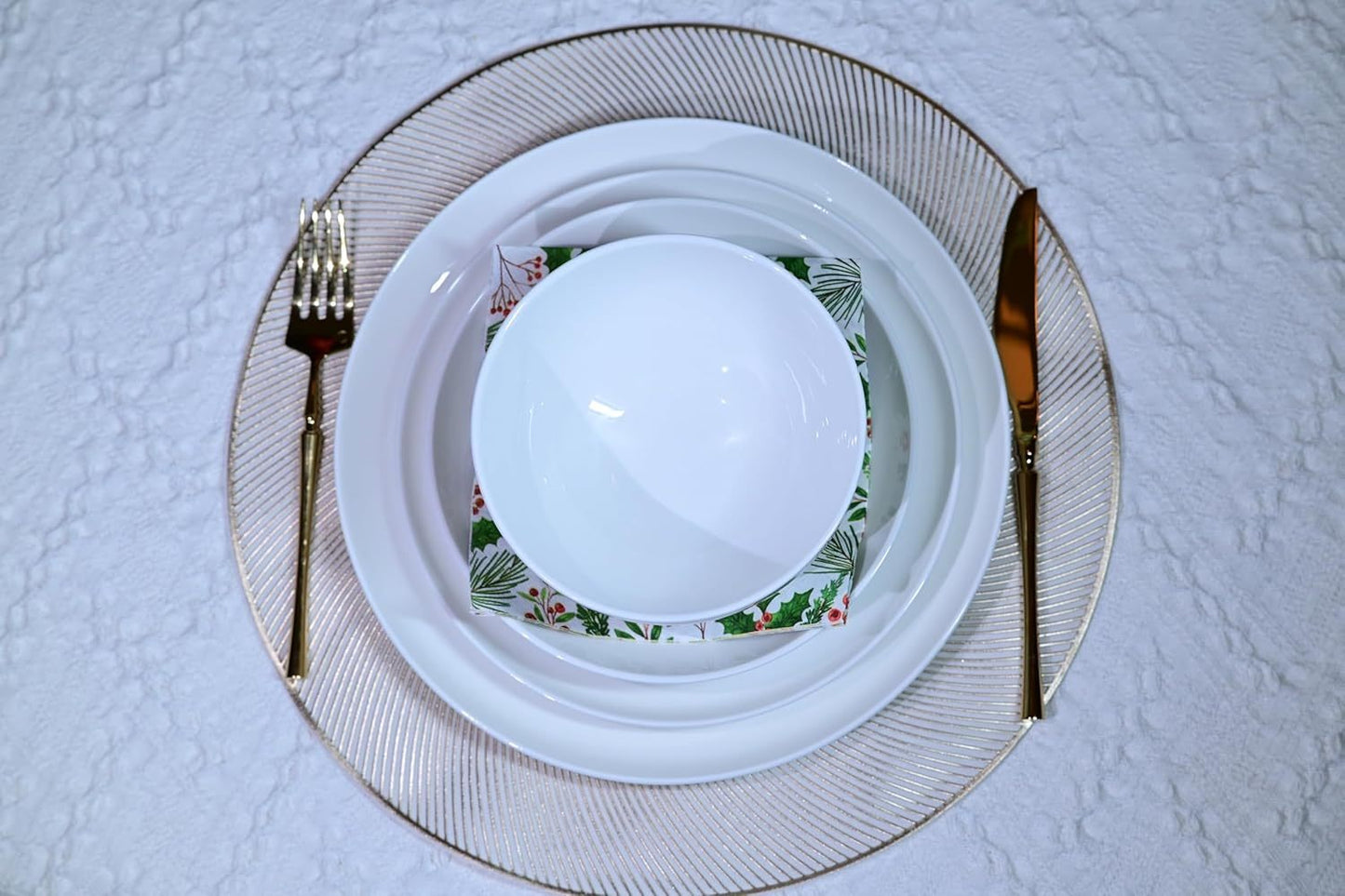Jasmine Bone China Dinnerware Set – 16-Piece Service for 4 (Microwave & Dishwasher Safe, White)