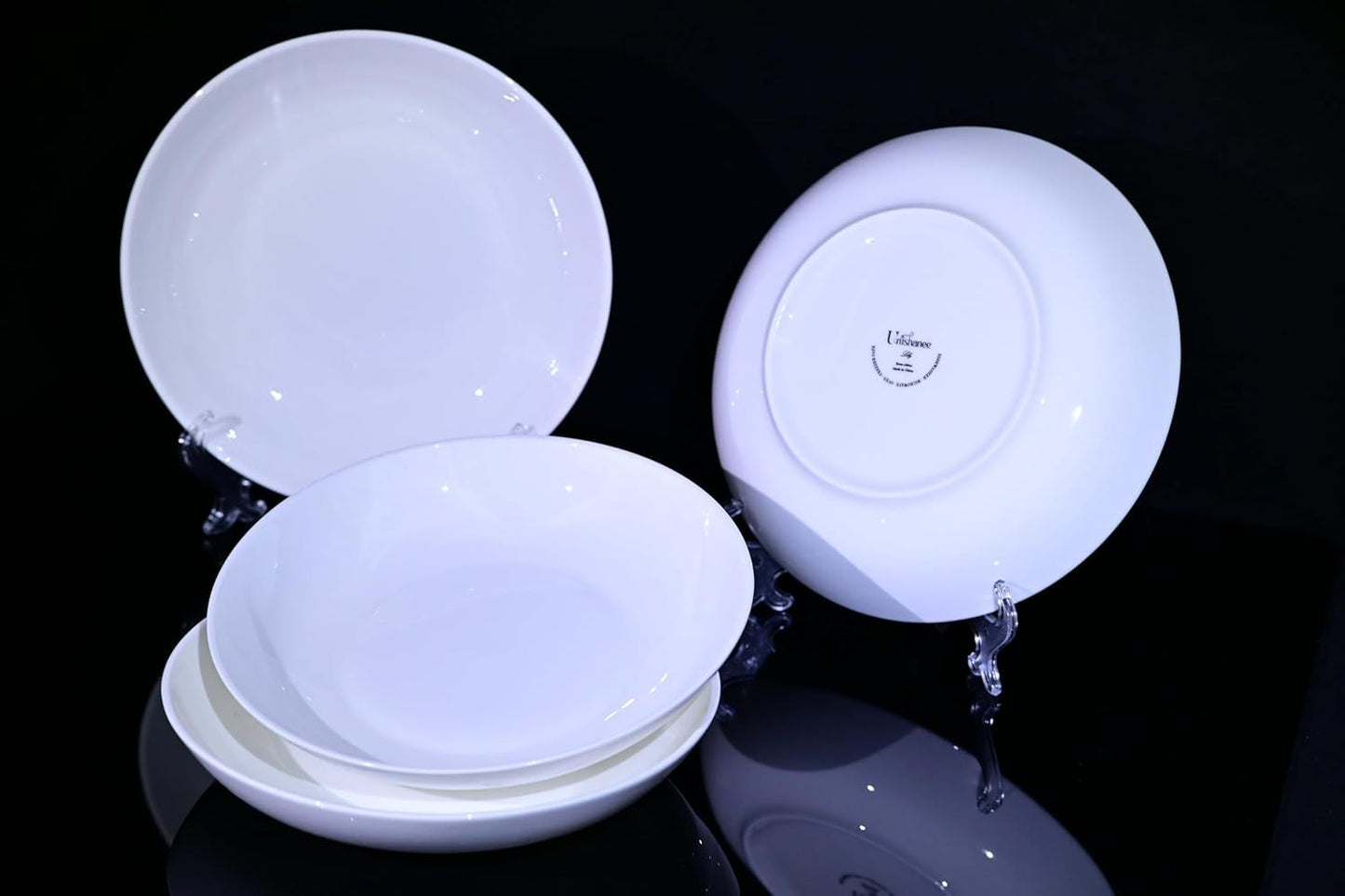 Set of 4 – 8.5″ Bone China Pasta/Salad Plates (White)