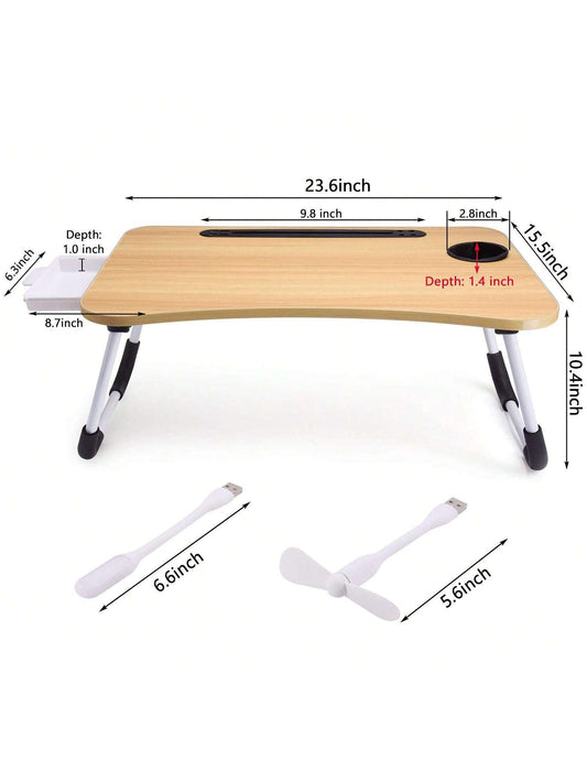 Portable Folding Laptop Desk with Cup Holder for Dorm, Bedroom, Office - Multifunctional Study Table - DonoHome