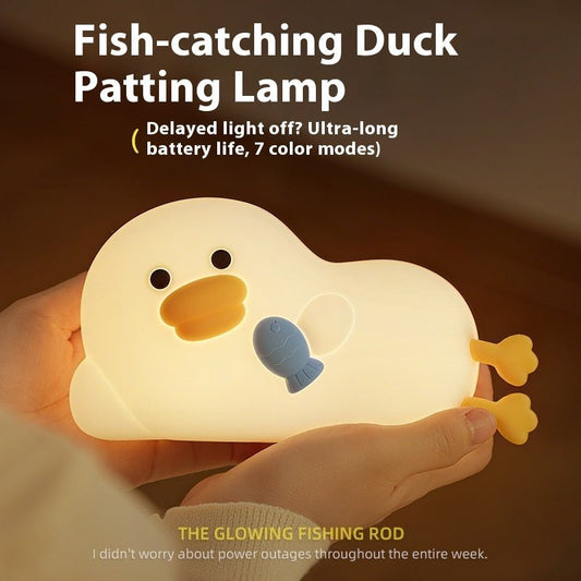 Cute Duck Pat Night Light with Soft Silicone Design, Bedroom Bedside Eye Protection Sleep Lamp for Kids and Adults