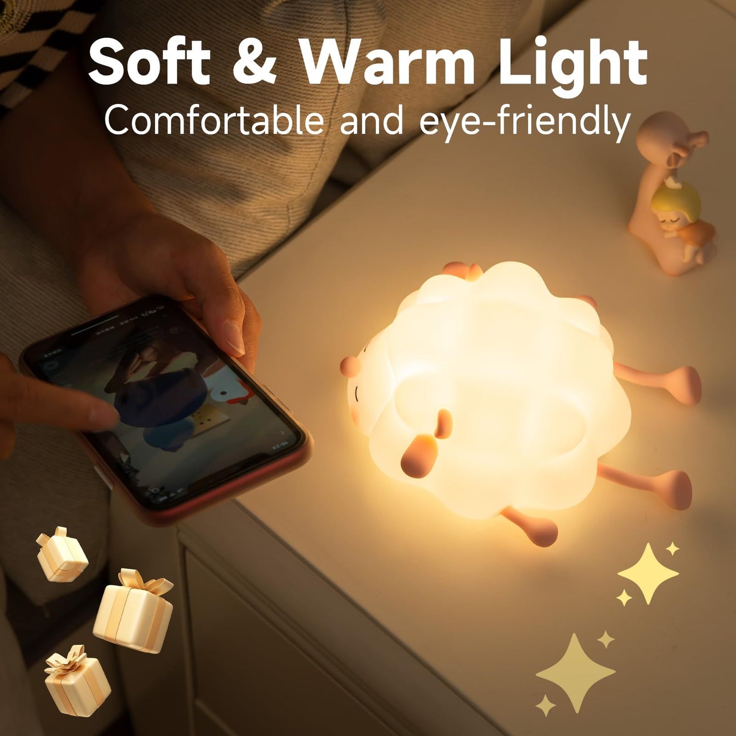 Cute Cartoon Animal Silicone LED Night Light, USB Rechargeable & Dimmable