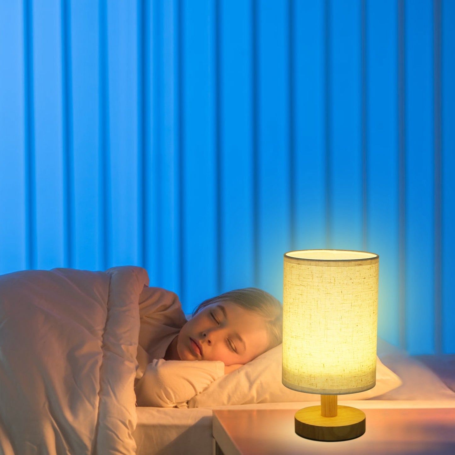 Warm White Bedside Lamp – Modern Bedroom Night Light with USB Plug
