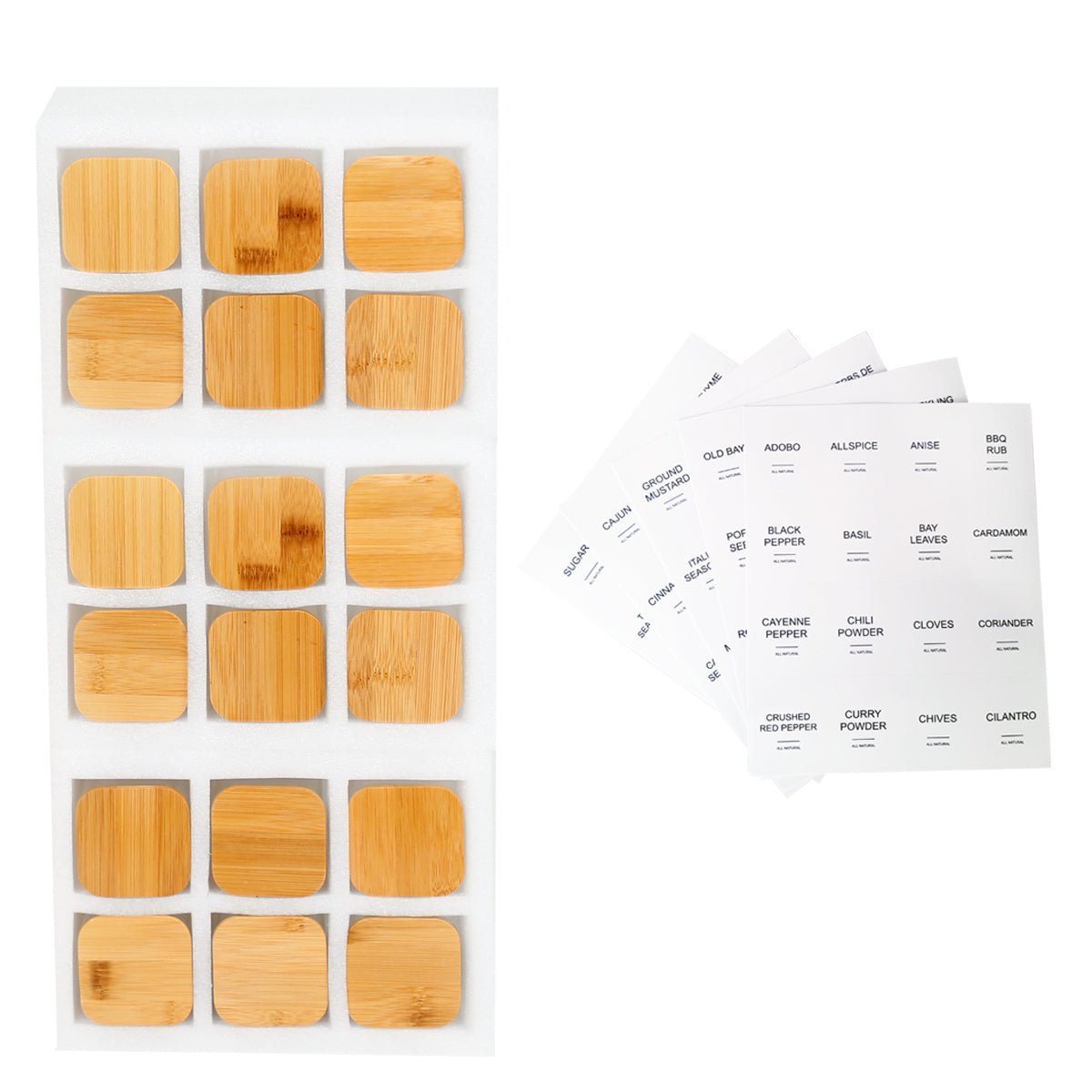 18Pcs Square Spice Jars With 72 Stickers, Kitchen Pepper Jars For Salt Seasoning