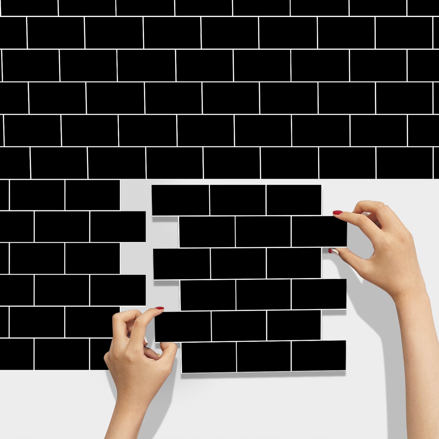 Black Glossy Peel & Stick Wall Tiles – Self-Adhesive Waterproof Backsplash for Kitchen & Bathroom