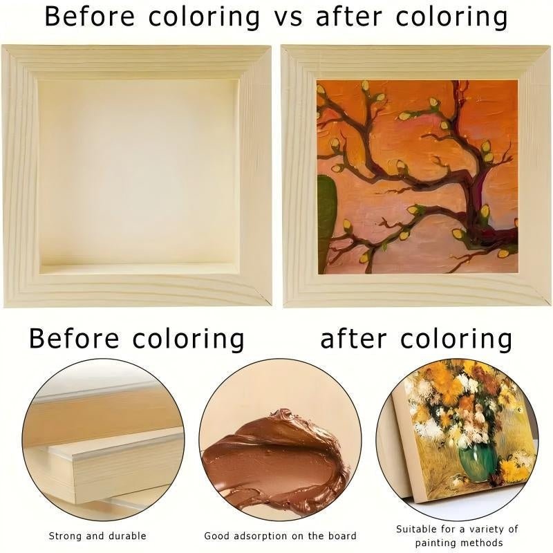 12 Wooden Canvas Panels – Natural Wood Boards with Pre-cut Holes & Reinforced Edges for Painting & DIY Crafts