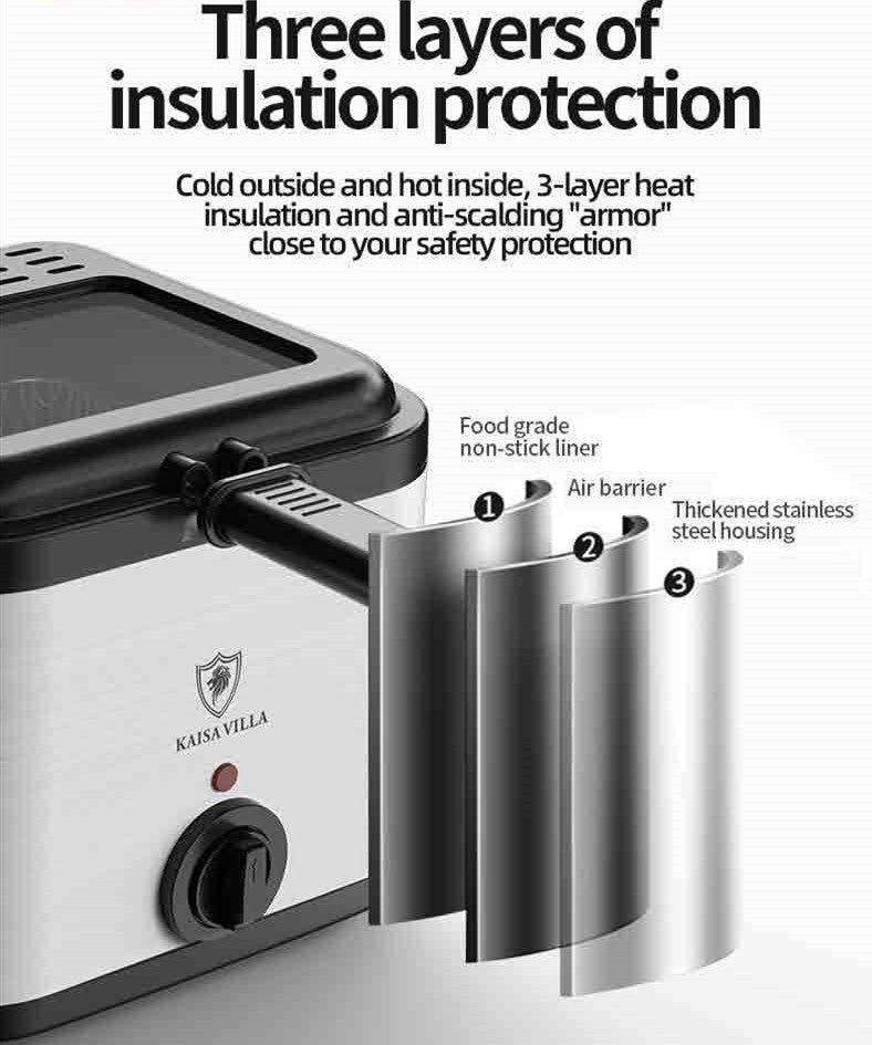 Multifunctional Electric Deep Fryer with 2.5L Capacity for Home Cooking