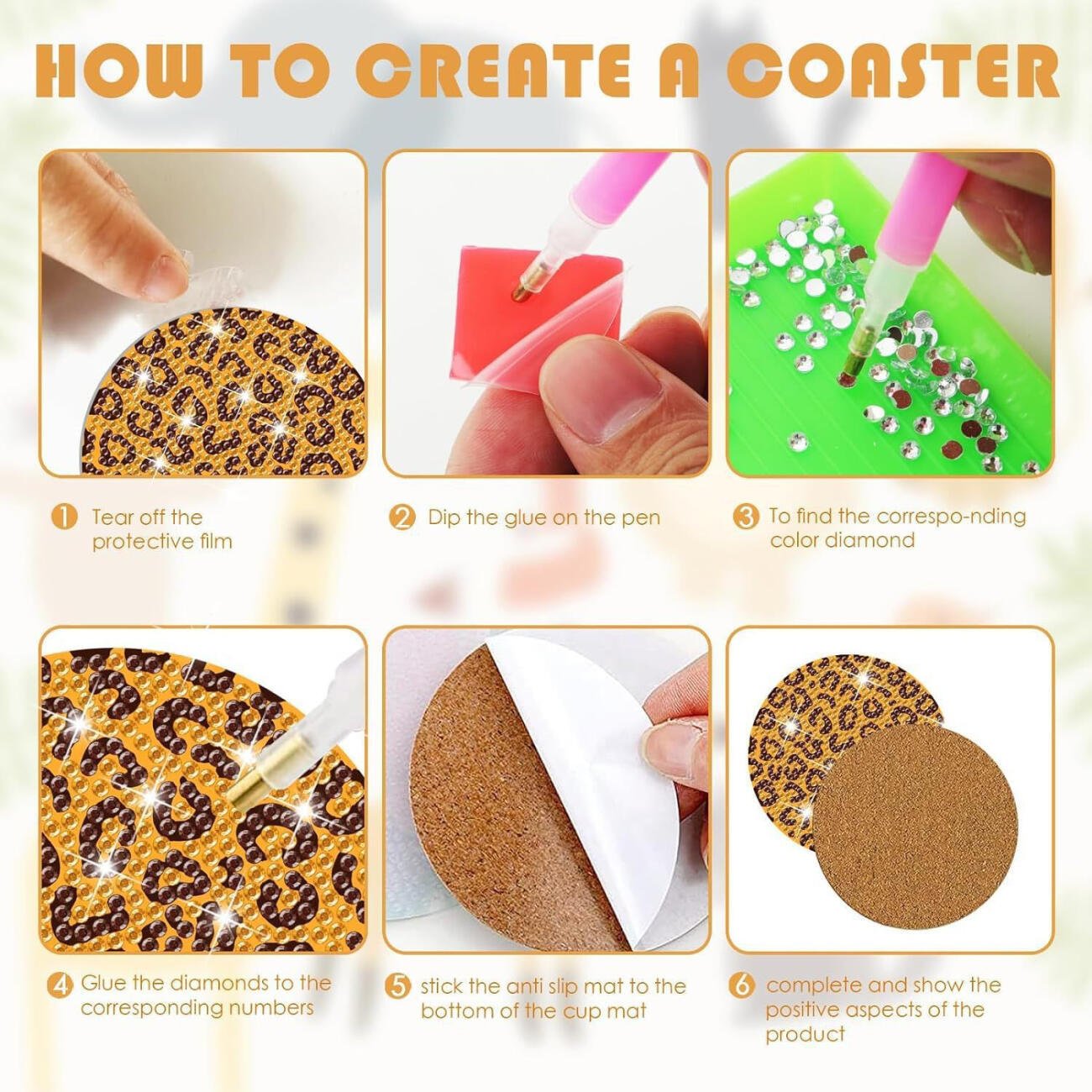 8Pcs Rhinestones Art Coasters - DonoHome